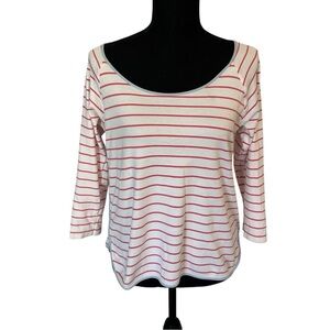 LAKE Pajamas Top Shirt Red White Blue Striped Cotton Minimalist Size Small